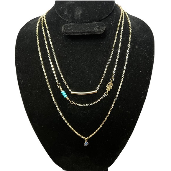 Layered evil Eye , Hamsa necklace. New - Picture 2 of 11